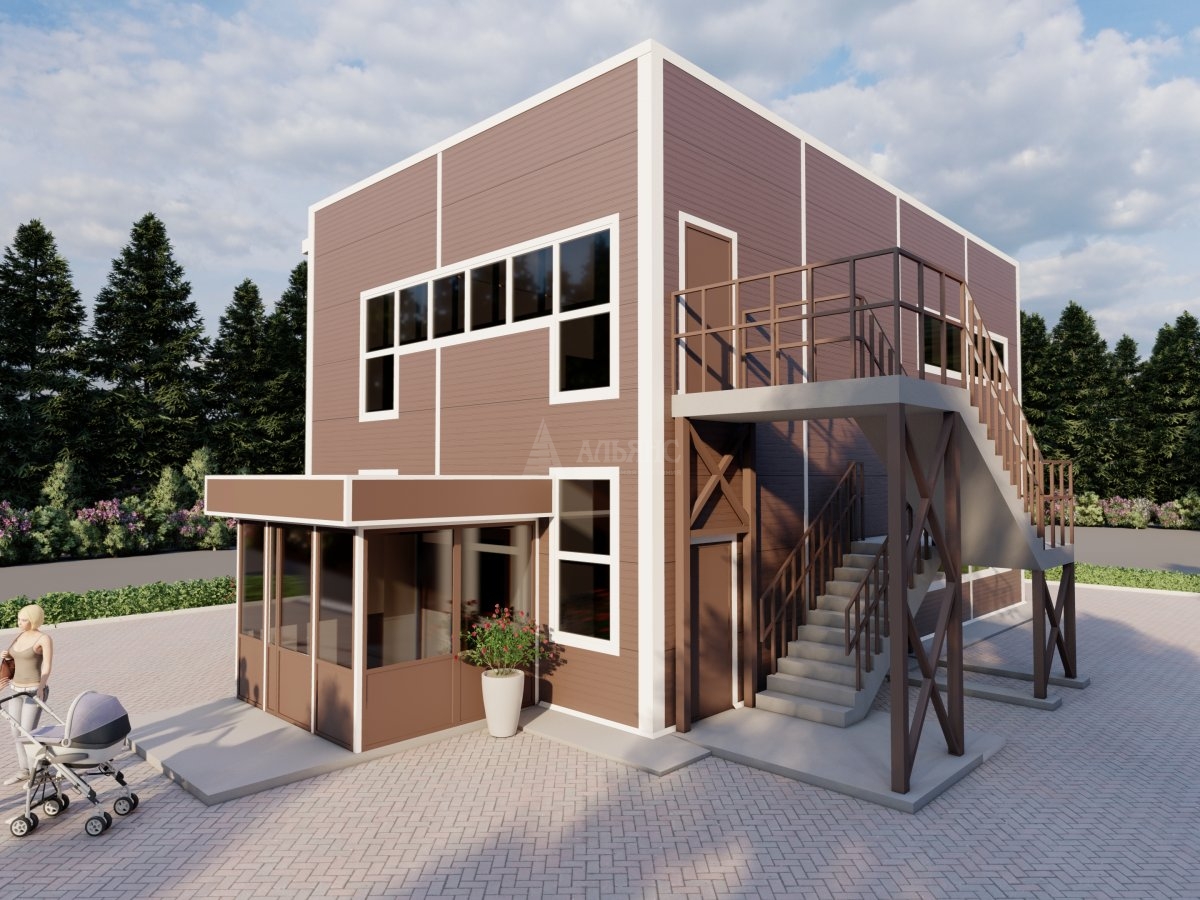 3D визуализация Оздоровительный центр из сэндвич-панелей - фото 3