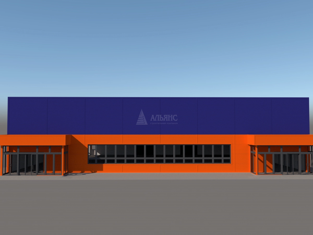 3D визуализация Магазин из сэндвич-панелей - фото 1